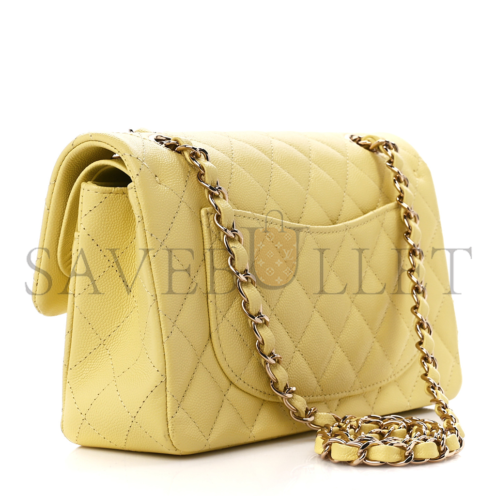 Ch*el caviar quilted small double cover yellow (23*14.5*6cm)